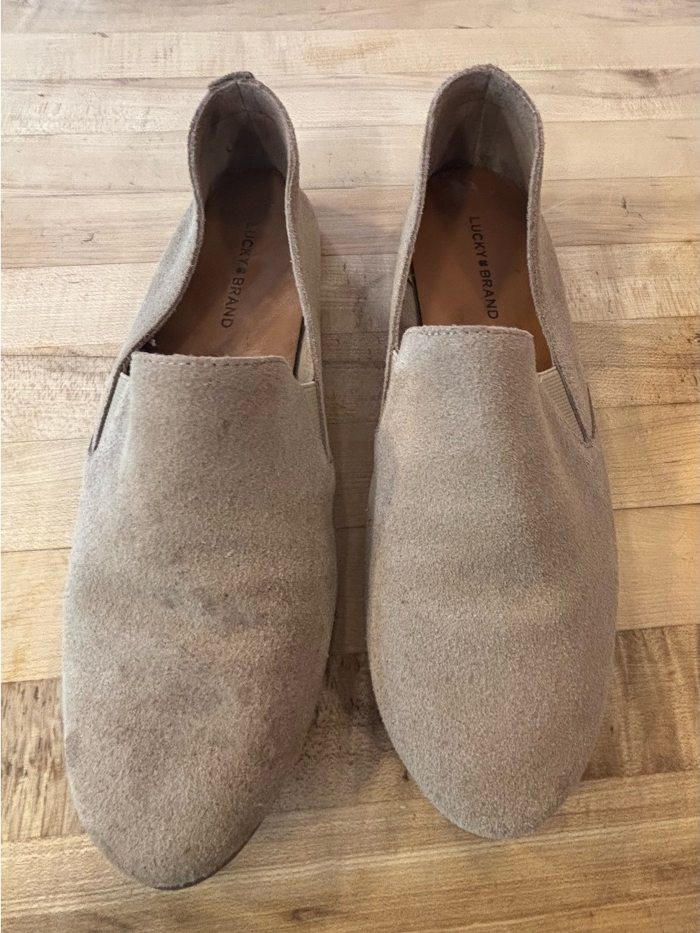 Lucky Brand Men’s Slip-On Suede Loafers in Light Taupe
